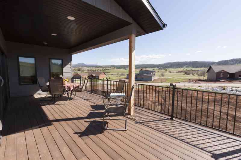 The spacious deck is complimented by its beautiful views.