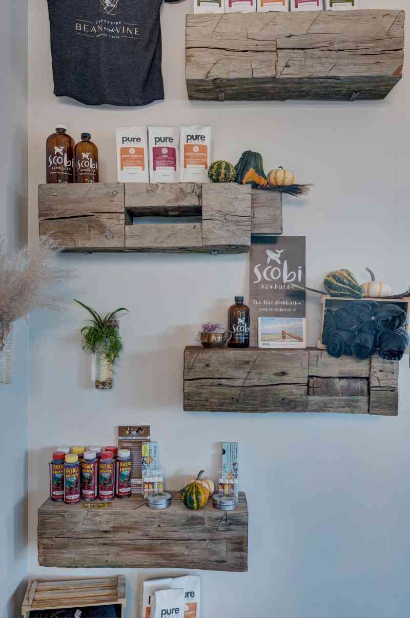 rustic hand-carved shelving